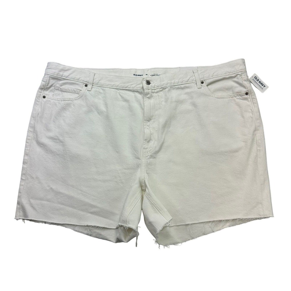 Old Navy Jean Shorts Womens 26 White Denim Cut Off High Rise Slouchy Straight